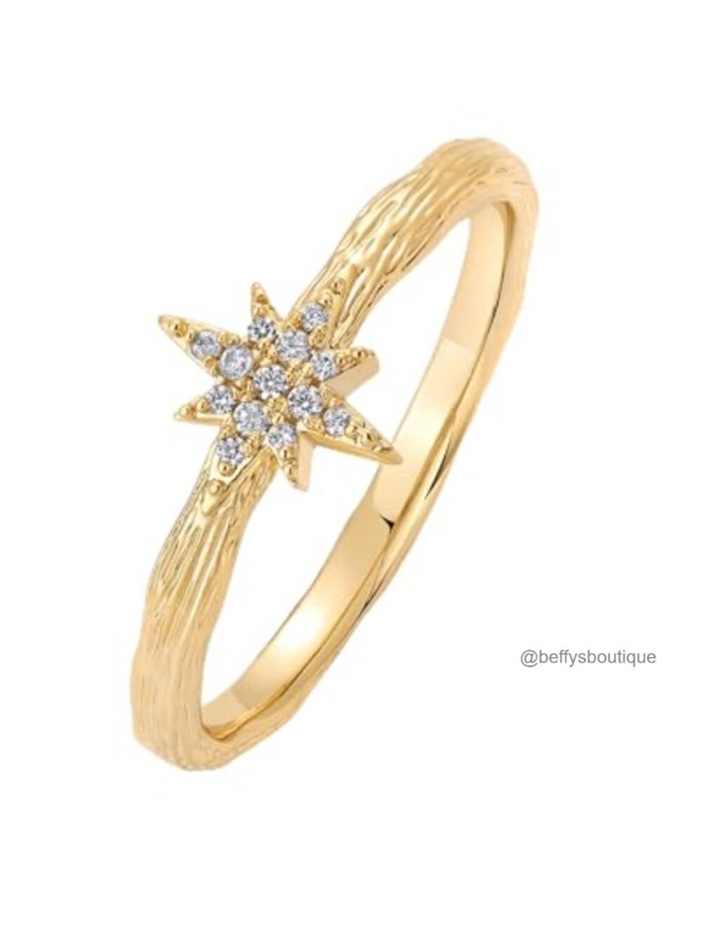 PAVOI 14K Gold Plated Pearl Hammered Ring Stackable CZ Thin Band